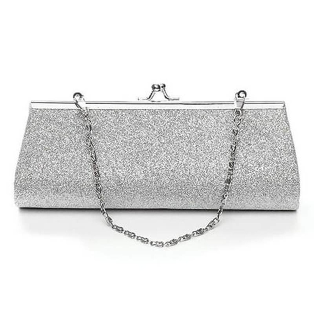 Silver Sequins Clutch Purse Evening Party Wedding Handbag Shoulder Bag